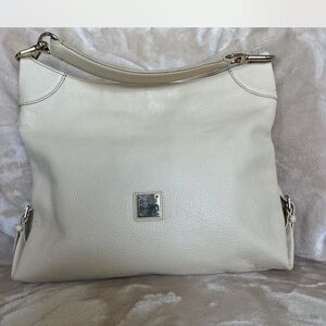 Dooney & Bourke Off-White Large Pebbled Leather Hobo Shoulder Bag